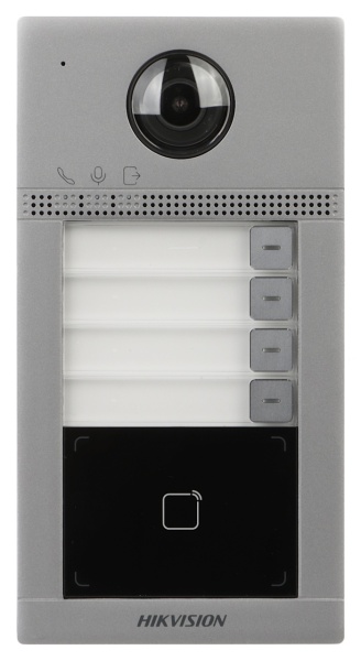Post exterior videointerfon IP HikVision DS-KV8413-WME1(C) metalic cu 4 butoane, Wi-Fi, camera 2MP Full HD, cititor card Mifare, protectie IK08 si IP65, alimentare PoE, configurare Web, design din aluminiu - Img 4