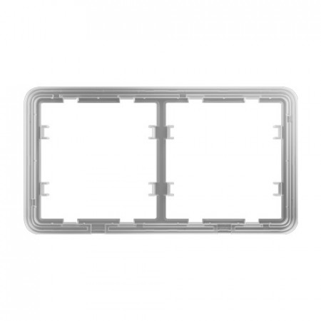 Rama dubla Ajax Frame (2 seats) pentru intrerupatoare LightSwitch si prize smart Outlet, compatibila cu module SideButton si SideCover, design minimalist slim, instalare interior, culoare alb (White) - Img 2