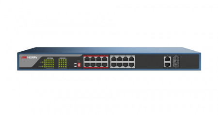 Switch 16 porturi PoE Hikvision carcasa din plastic DS-3E0318P-E(B)