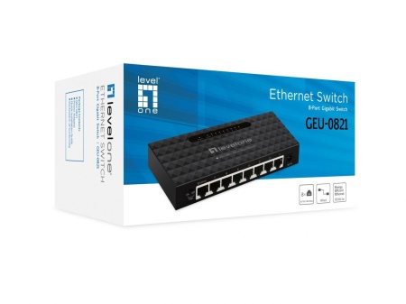 Switch Gigabit Level1 GEU-0821 Unmanaged, 8 porturi 10/100/1000Mbps, functie VLAN Isolation prin DIP-switch, suport 9K Jumbo Frames, eficienta IEEE 802.3az, arhitectura Store-and-Forward, montaj desktop sau perete - Img 4
