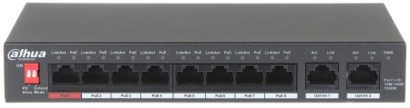 Switch PoE Dahua Gigabit DH-PFS3010-8GT-96, 10 porturi (8x PoE + 2x Uplink), putere totala 96W, suporta Hi-PoE BT 90W, functie PoE Watchdog, Long Distance PoE, carcasa metalica, protectie descarcari electrice - Img 3