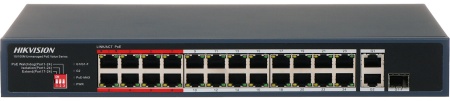 Switch PoE Hikvision DS-3E0326P-E/M(C), 24 porturi Fast Ethernet, 1 port Combo Gigabit, transmisie Long Range pana la 300m, protectie supratensiune 6KV, management inteligent PoE, porturi VIP pentru video - Img 4