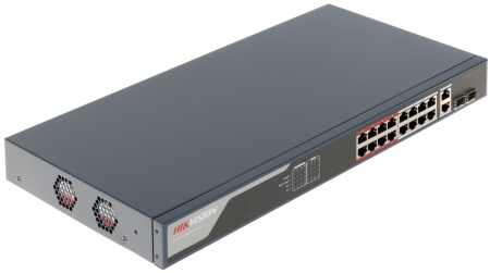Switch Smart Managed PoE Hikvision DS-3E1318P-EI/M, 16 porturi Fast Ethernet, 1 port Gigabit RJ45, 1 port Gigabit Combo, buget total 130W, PoE Watchdog, transmisie pana la 300m, protectie 6kV, suport VLAN si STP/RSTP - Img 3