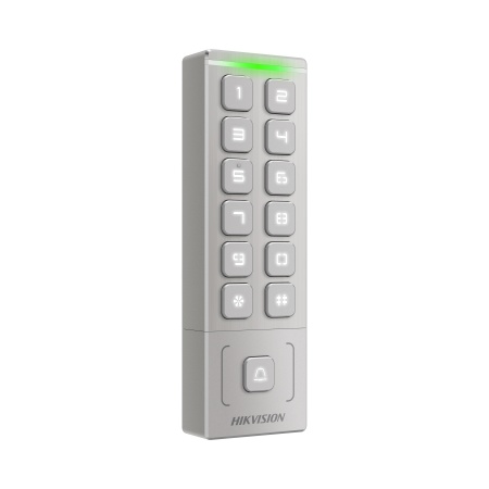 Cititor carduri Hikvision DS-K1T809MWX Value Series, M1, 3cm, 1 iesire Wiegand 26/34, capacitate 1000 utilizatori/5000 carduri, 12VDC, indicator LED, butoane fizice, -40~65°C, compact 151x48x21.5mm - Img 3