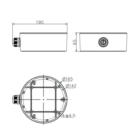 Doza de jonctiune Hikvision DS-1280ZJ-DM26 pentru camere de supraveghere tip dome, fabricata din aliaj de aluminiu, culoare alba, dimensiuni 165x65mm, greutate 466g, ideala pentru protejarea conexiunilor la exterior si interior, design rezistent si durabi - Img 5