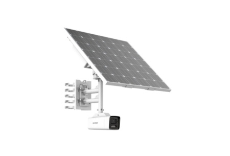 Kit camera supraveghere IP Hikvision solara bullet 4MP DS‑2XS6A46G1‑IZS/C36S80(2.8‑12mm) cu lentila varifocala motor, panou solar 80 W, baterie litiu 360 Wh, clasificare inteligenta persoane si vehicule, WDR 120 dB, transmisie 4G, stocare eMMC/SSD - Img 2