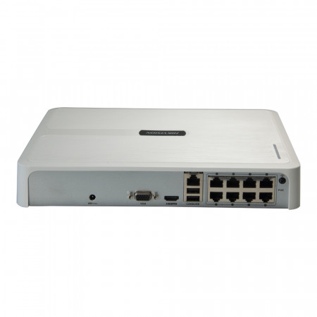 NVR IP HikVision HiWatch HWN-2108H-8P, 8 canale, 8 porturi PoE integrate, format Mini 1U, compresie video H.265+, latime banda 60 Mbps, decodare 4-ch @ 1080p, iesire simultana HDMI si VGA, ONVIF - Img 2