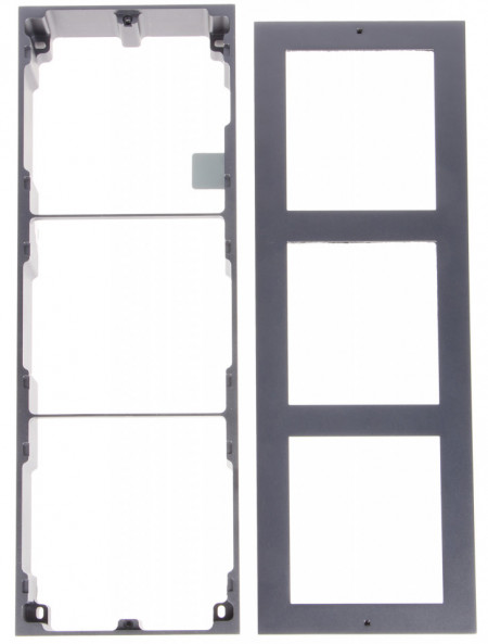 Rama montaj aplicat cu 3 module HikVision DS-KD-ACW3 pentru post exterior modular, include cadru, panou frontal din aluminiu aviatic si accesorii, protectie durabila, instalare la exterior, compatibila seria DS-KD8 - Img 4
