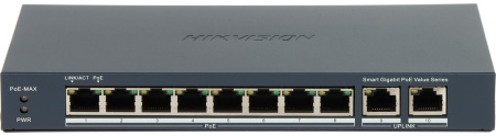 Switch gestionabil HikVision DS‑3E1510P‑EI, 8×Gigabit PoE + 2×Gigabit RJ45, buget PoE 110 W, suport 802.1Q VLAN, PoE watchdog pentru restart camere, STP/RSTP preventie bucle, detectie cablu, PoE pana la 300 m si protectie supratensiune 6 kV - Img 2