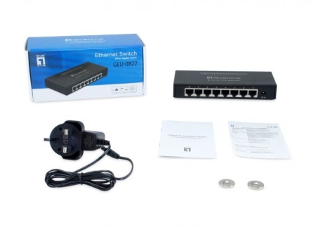 Switch Gigabit Level1 GEU-0822 Unmanaged, 8 porturi 10/100/1000Mbps, capacitate switching non-blocking, suport 9K Jumbo Frames, eficienta IEEE 802.3az, arhitectura Store-and-Forward, montaj desktop sau perete, fanless - Img 2