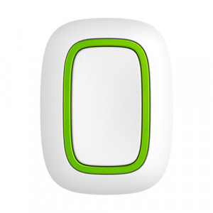 Buton panica si automatizare wireless Ajax Button Jeweller, protectie la apasare accidentala (dubla/lunga), distanta 1300m, IP55, control scenarii smart home, criptare AES, autonomie baterie pana la 5 ani, alb