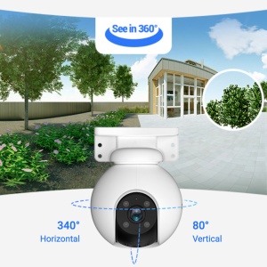 Camera supraveghere exterior EZVIZ 3MP CS-H8-R100-1H3WKFL Quad HD, functie Pan & Tilt 360 grade, detectie inteligenta persoane si vehicule prin AI, urmarire automata, vedere nocturna color, sirena si lumina stroboscopica, IP67 - Img 7