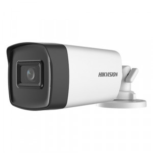 Camera supraveghere Hikvision Bullet 5MP DS-2CE17H0T-IT3E(2.8mm)(C), tehnologie PoC (Power over Coax), IR 40m, lentila fixa, unghi larg, IP67, Smart IR, carcasa metalica, semnal HD, alimentare prin cablu coaxial