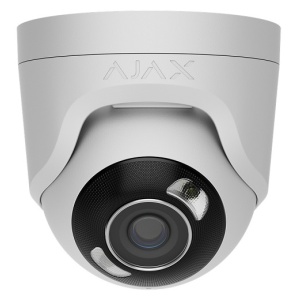 Camera supraveghere IP Ajax TurretCam HL (8mp/4mm) (White), senzor 1/2.7" CMOS, True WDR 120dB, IR si White LED 50m, detectie AI persoane/vehicule/animale, JetSparrow, microSD 256GB, PoE, IP65, IK08, carcasa metalica