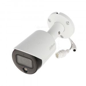 Camera supraveghere IP Dahua bullet 4MP IPC-HFW2439S-SA-LED-0280B-S2(2.8mm) Lite Full-color, Warm LED 30m, 1/3” CMOS, WDR, 3D NR, protectie IP67, slot card microSD 256GB, microfon incorporat, H.265+, IVS, PoE