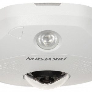 Camera supraveghere IP HikVision fisheye 12MP DS-2CD63C5G0-IVS(1.29mm) DeepinView, lentila Immervision, IR 15m, Heatmap, moduri multiple dewarping, microfon si difuzor incorporat, audio bidirectional, slot card
