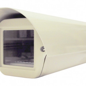Carcasa de exterior din aluminiu GL-606HB, echipata cu incalzire si ventilator (Heater & Blower), pentru camere tip box, alimentare 220V AC, culoare bej, protectie impotriva intemperiilor si conditiilor meteo extreme