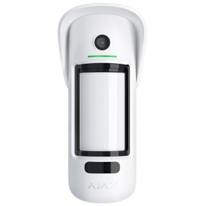 Detector PIR cu camera wireless AJAX MotionCam Outdoor PhOD (White), IP54 pentru exterior, iluminare PhOD pentru imagini color noaptea, tehnologie Jeweller, notificari instant pe telefon, baterie inclusa