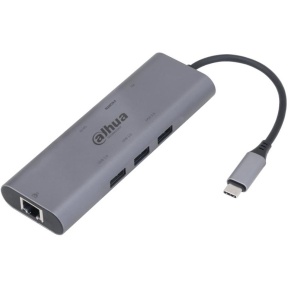 Docking Station USB-C Dahua TC38 8-in-1, USB 3.1 Type-C la 3×USB 3.0, HDMI 4K, RJ45 Gigabit, SD/TF, PD 100W, plug & play, compatibil laptop/tableta/telefon, transfer date 10Gbps, DH-TC38 - Img 2