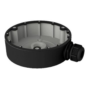Doza de conexiuni HikVision DS-1280ZJ-DM8B, cutie de distributie pentru camere de supraveghere tip dome, material aliaj de aluminiu, culoare Hikvision Black, montaj la exterior, rezistenta la apa