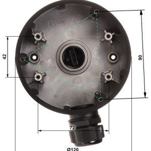 Doza de jonctiune CCTV HikVision DS-1280ZJ-DM46(Black) fabricata din aliaj de aluminiu, culoare neagra, montaj pe perete sau tavan, rezistenta la intemperii, gestionare cabluri camere dome, design robust - Img 2