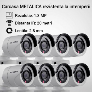 Kit Hikvision CCTV 8 camere bullet TurboHD 1.3MP MK056-KIT06