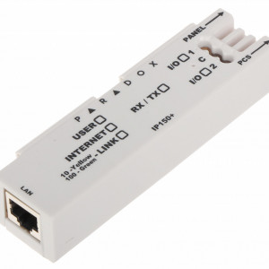 Modul de comunicatie IP Paradox IP150+, suporta aplicatia Insite GOLD, BabyWare si InField, 2 intrari/iesiri programabile, raportare email cu suport SSL, DHCP, criptare MD5 si RC4, firmware upgrade cu mod fail-safe
