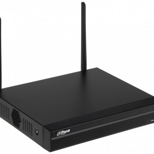 NVR Dahua Wireless 4 canale DH-NVR2104HS-W-4KS2, Rezolutie 4K Ultra HD, Tehnologie Wi-Fi Dual Antenna, Compresie H.265+, Latime banda 80 Mbps, Monitorizare de la distanta P2P, Suporta 1 HDD, Design compact 1U