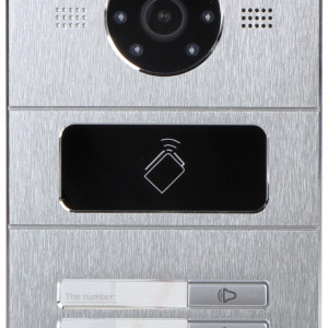 Post exterior videointerfon IP HikVision DS-KV8202-IM pentru 2 familii, rezolutie 1.3MP HD, cititor card integrat, comunicare bidirectionala, carcasa aluminiu, protectie IP65, montaj ingropat, alimentare PoE/12V - Img 2