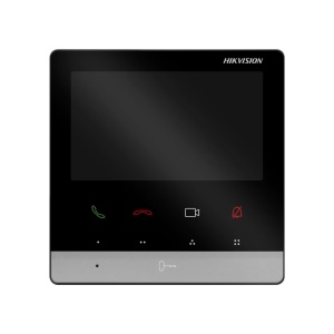 Post interior videointerfon IP Hikvision DS-KH6100-E1, ecran color 4.3 inch, alimentare PoE standard, 4 butoane tactile configurabile, vizualizare camere si post exterior live, microfon si difuzor incorporate, design modern - Img 2