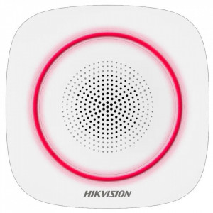 Sirena de interior wireless Hikvision DS-PS1-I-WE(Red), AX PRO, 868 MHz, volum reglabil 90-110 dB, indicator LED, comunicare bidirectionala, criptare AES-128, tamper antifurt, autonomie 3 ani, configurare din aplicatie