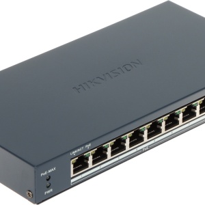 Switch gestionabil HikVision DS‑3E1510P‑EI, 8×Gigabit PoE + 2×Gigabit RJ45, buget PoE 110 W, suport 802.1Q VLAN, PoE watchdog pentru restart camere, STP/RSTP preventie bucle, detectie cablu, PoE pana la 300 m si protectie supratensiune 6 kV - Img 3