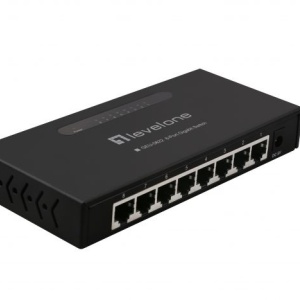 Switch Gigabit Level1 GEU-0822 Unmanaged, 8 porturi 10/100/1000Mbps, capacitate switching non-blocking, suport 9K Jumbo Frames, eficienta IEEE 802.3az, arhitectura Store-and-Forward, montaj desktop sau perete, fanless