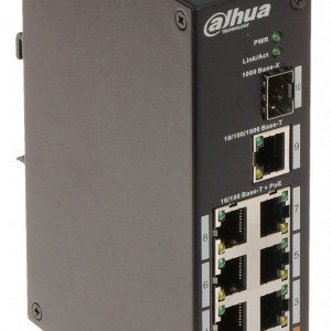 Switch industrial Dahua 8 porturi PoE PFS3110-8ET-96, 6 porturi RJ45 10/100, 2 porturi Hi-PoE, port uplink Gigabit RJ45, port SFP 1000 Base-X, standard 802.3af/at, buget putere 96W, garantie 24 luni