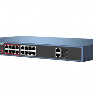 Switch PoE 16 Porturi HikVision DS-3E0318P-E(B), 10/100 Mbps, 2 porturi Gigabit Combo (RJ45/SFP), transmisie Long Range 300m, putere totala 130W, protectie 6KV, porturi VIP pentru video, 8-core Power Supply - Img 3