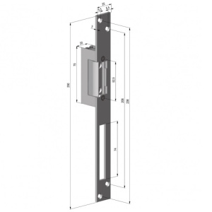 Yala electromagnetica Fail Safe YB37-12D-L, alimentare 12VCC, consum redus 180mA, include placa suport lunga, montaj ingropat, securitate ridicata, ideala pentru sisteme de control acces si automatizari
