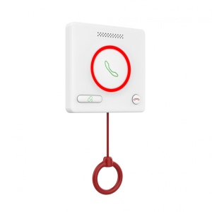 Buton apelare medicală HikVision DS‑KHH6020X, alarmă & intercom bidirecțional, 1×RJ45, 4 zone alarmă, DC12V/PoE privat, IPX5, comunicație rețea, ușor accesibil pacienți