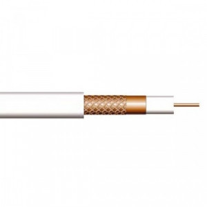 Cablu coaxial RG59 cupru Well RG59-CU/CU-100-WL, conductor central si tresa din cupru, ecranare dubla cu folie aluminiu, manta PVC alba, rola 100m, impedanta 75 Ohm, ideal pentru sisteme de supraveghere CCTV - Img 2