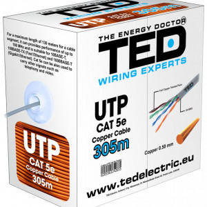 Cablu UTP TED Cat. 5E, 8 fire, cupru integral UTPTEDCcat5