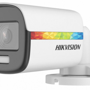 Camera supraveghere analogica HikVision Mini Bullet 2MP DS-2CE10DF8T-FSLN(2.8mm), ColorVu 24/7, imagini color, microfon incorporat, Audio over Coaxial, WDR 130dB, lumina alba 20m, 4 in 1 TVI/AHD/CVI/CVBS, protectie IP67