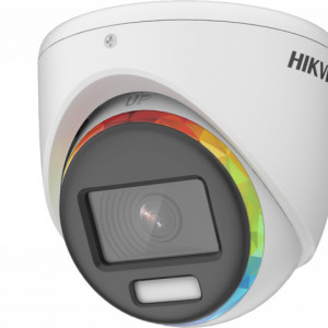 Camera supraveghere analogica HikVision Turret 2MP DS-2CE70DF8T-MFSLN(2.8mm), ColorVu 24/7, imagini color, microfon incorporat, Audio over Coaxial, WDR 130dB, lumina alba 20m, 4 in 1 TVI/AHD/CVI/CVBS, protectie IP67, 3D DNR