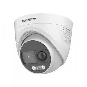 Camera supraveghere analogica Hikvision Turret 3K DS-2CE72KF3T-PIRXO(2.8mm), tehnologie ColorVu imagini color 24/7, senzor PIR detectie umana, alarma audio si lumina stroboscopica, WDR 130dB, IP67, lumina alba 20m