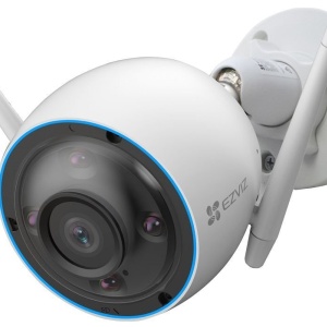 Camera supraveghere exterior EZVIZ 3MP CS-H3-R100-1H3WKFL Quad HD, carcasa metalica, detectie AI persoane si vehicule, vedere nocturna color, aparare activa cu sirena si flash, audio bidirectional, Wi-Fi, slot card, IP67