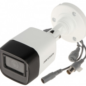 Camera supraveghere IP Hikvision Bullet 5MP DS-2CE16H0T-ITFS(2.8mm), microfon incorporat, Audio over Coaxial, lentila fixa 2.8mm, IR 30m, 4 in 1 (TVI/AHD/CVI/CVBS), protectie IP67, carcasa metalica, tehnologie Smart IR, Digital WDR