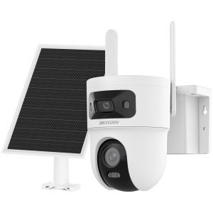Camera supraveghere IP HikVision solar 4G PT 4+4MP DS-2CFSP8-D-4G cu lentila dubla, mod AOV 24/7, panou solar 8W, acumulator 9000mAh, Smart Hybrid Light 30m, Motion Detection 2.0, urmărire smart, IP66