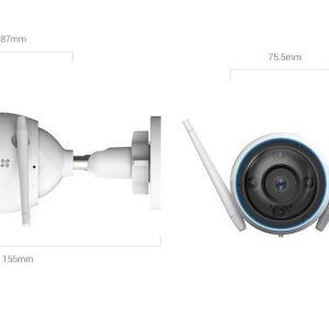 Camera supraveghere IP Wi-Fi Ezviz Bullet 3MP CS-H3 (3MP), exterior, Color Night Vision, IR 30m, lentila 2.8mm, detectie AI persoane si vehicule, slot card 512GB, IP67, Digital WDR, 3D DNR, compatibil Alexa si Google - Img 2