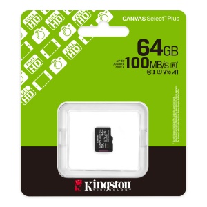 Card MicroSD Kingston SDCS3/64GBSP, Class 10, U1, V10, A1, viteza citire 100MB/s, exFAT, rezistent la temperaturi extreme, compatibil smartphone, camere video si drone