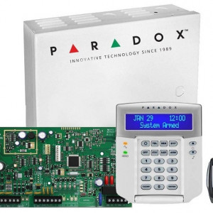 Centrala efractie radio Paradox Magellan MG5050(CT)+K32LCD+REM15, 32 zone, 2 partitii, include tastatura LCD K32LCD, telecomanda REM15, cutie metalica AWO152 cu transformator, frecventa 433MHz, 5 intrari zone, 4 iesiri PGM, 32 coduri