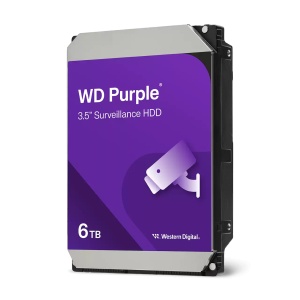 HDD SATA Western Digital WD Purple 6TB 3.5-inch WD64PURZ, CMR, viteza transfer pana la 175MB/s, cache 256MB, fiabil pentru supraveghere, temperatura operare 0-65°C