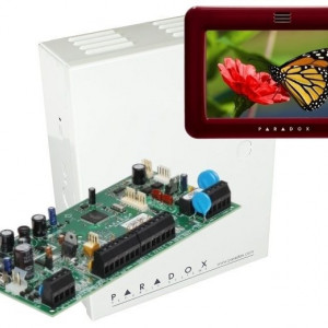 Kit alarmă Paradox SP5500+ (cutie metalică + transformator) + tastatură touchscreen TM50(L) 5", AWO000EI, 5-32 zone